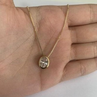 Detalhes do produto Colar corrente veneziana pingente de zircônia oval