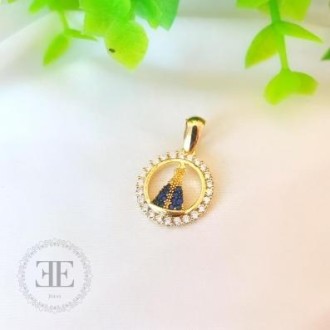 Detalhes do produto Pingente Aro Cravejado Nossa Senhora Cravejada em Azul