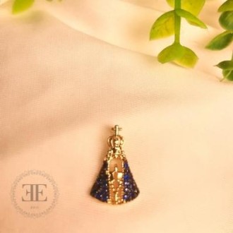 Detalhes do produto Pingente Nossa Senhora Cravejada Azul