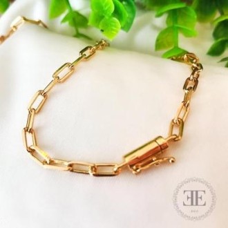 Detalhes do produto Pulseira masculina elo cartier fecho canhão