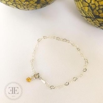Detalhes do produto Pulseira Corrente de Corações com Pedra de Zirconia Amarela