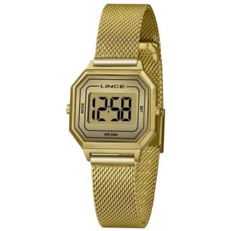Detalhes do produto Relógio Lince Digital Dourado Fundo Dourado