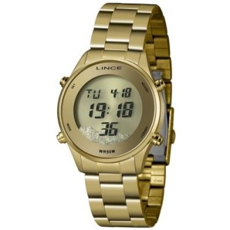 Detalhes do produto Relógio Lince Quartz Digital Dourado com Fundo Dourado