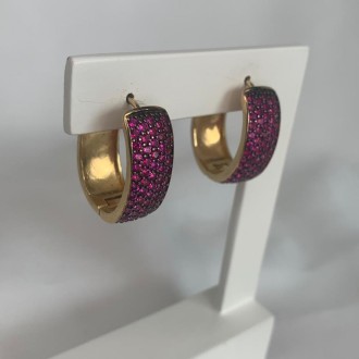 Detalhes do produto Brinco Argola Click Grande 5 Linhas Cravejadas Rosa
