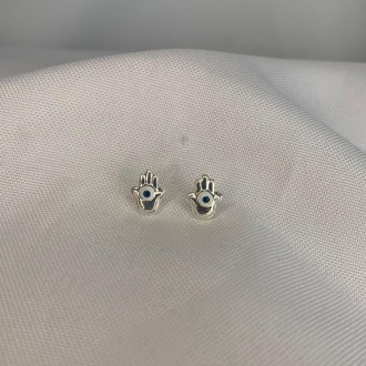 Detalhes do produto Brinco Mão de Fátima com Olho Grego Azul