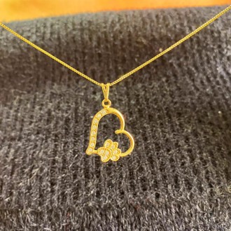 Detalhes do produto Colar Coração com Patinha Cravejada