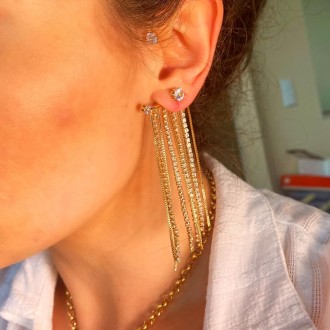 Detalhes do produto Brinco ear ponto de luz com franja