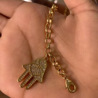 Detalhes do produto Pulseira elo potgues mao de fatima