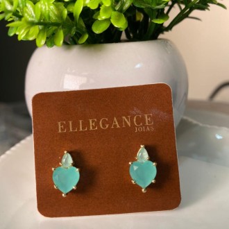Detalhes do produto Brinco coração com uma gota azul bebe
