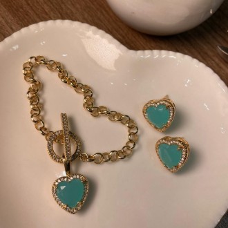 Detalhes do produto Conjunto brinco pulseira elo portugues coração