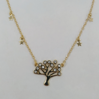 Detalhes do produto colar arvore da vida com estrelas cristal