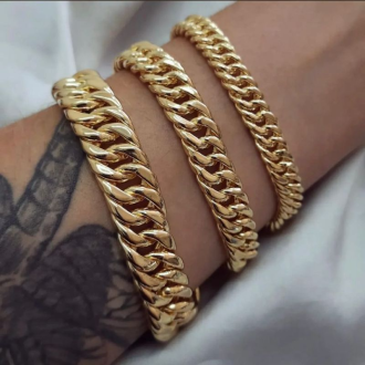 Detalhes do produto pulseira grumet elo grosso 16 cm