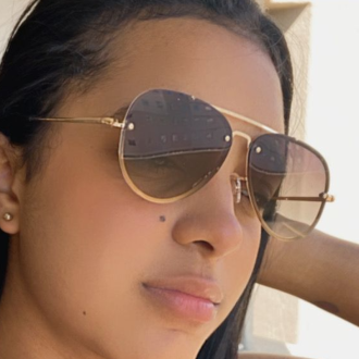 Detalhes do produto Oculos Aviador Marrom e Dourado Degrade