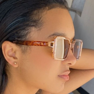 Detalhes do produto Óculos Quadrado laranja Transparente hastes estampa