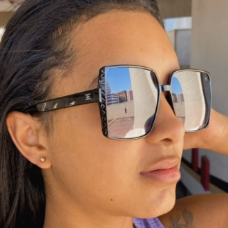 Detalhes do produto Oculos Quadrado Vintage Preto