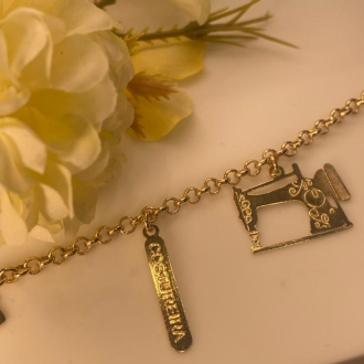 Detalhes do produto Pulseira elo português fino profissão Costureira