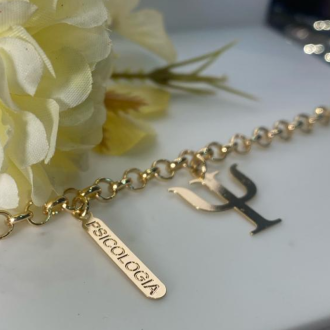 Detalhes do produto Pulseira elo português fino profissão Psicologia