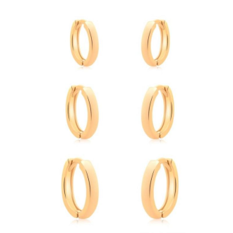 Detalhes do produto Brinco Trio de Argola click Oval liso fino P