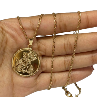 Detalhes do produto Colar Corrente elo simples Medalha São Jorge