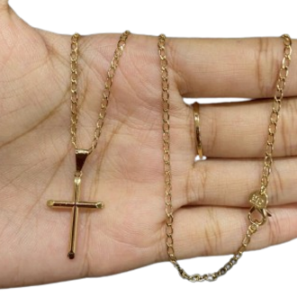 Detalhes do produto Colar Corrente grumet pingente Cruz lisa