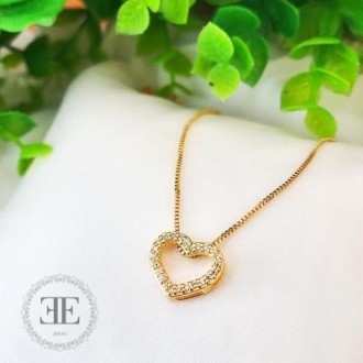 Detalhes do produto Colar Veneziana com Coracao Vazado Cravejado