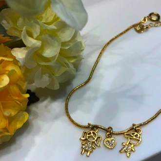 Detalhes do produto Pulseira 2 Filhos e pingente Coraçao