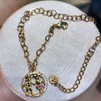 Detalhes do produto Pulseira Casal de Filhos Cravejada