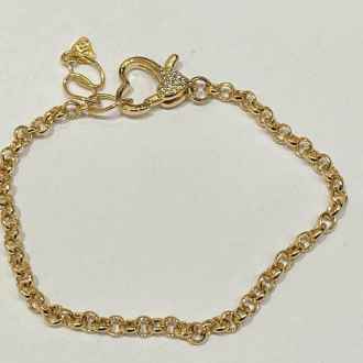 Detalhes do produto Pulseira Elo Portugues Fecho de Coração Cravejado