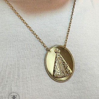 Detalhes do produto colar bipartido nossa senhora dourado