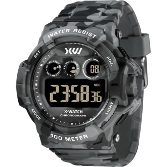Detalhes do produto Relógio Digital Masculino Camuflado Preto/Cinza