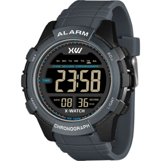 Detalhes do produto Relógio Digital Masculino Cinza Detalhes Azul