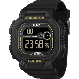 Detalhes do produto Relógio Digital Masculino Preto com Detalhes Dourados