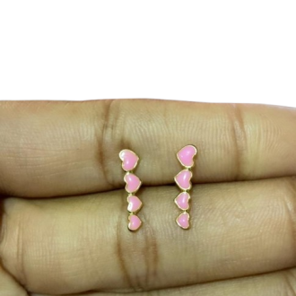 Detalhes do produto Brinco Infantil 4 Corações Rosa