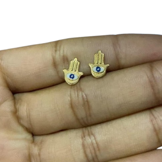 Detalhes do produto Brinco Mão De Fatima Com Olho Grego