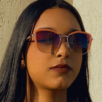 Detalhes do produto Oculos Armaçao Laranja com rose