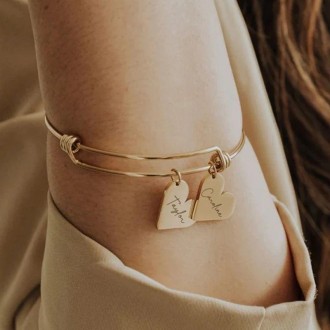 Detalhes do produto Pulseira Bracelete Com Dois Corações Para Personalizar