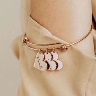 Detalhes do produto Pulseira Bracelete Com Três Corações Para Personalizar
