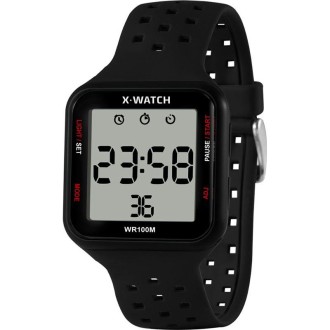 Detalhes do produto Relógio Digital Masculino Quadrado Preto Detalhes Vermelhos