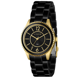 Detalhes do produto Relógio Analógico preto e dourado