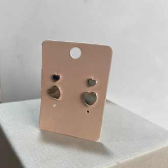 Detalhes do produto Brinco prata 925 dupla coraçoes lisos