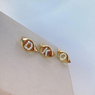 Detalhes do produto Anel tamanho unico,oval letra E cravejada