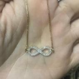 Colar veneziana com pingente infinito cravejado