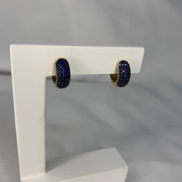 Brinco Argola Click 5 Linhas Cravejadas Azul