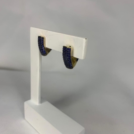 Brinco Argola Click 6 Linhas Cravejadas Azul