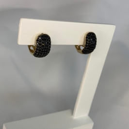 Brinco Argola Click 7 Linhas Cravejadas Preto