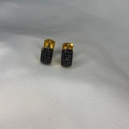 Brinco Argola Click Cravejado 5 Linhas Cravejado Preto