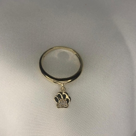 Anel Liso com Pingente de Patinha Cravejado