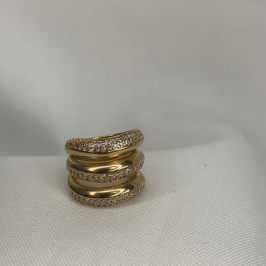 Anel 3 Linhas Cravejadas Grosso