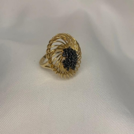 Anel Cravejado Cogumelo Preto