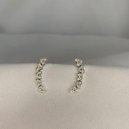 Brinco Ear Cuff 5 Corações Cravejados